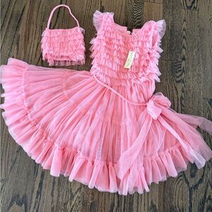 New Boutique Designer Luna Luna Copenhagen ruffle dress 3T with matching bag
